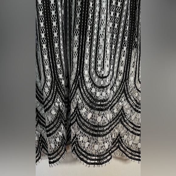 XPluswear NWT 3XL Midi Lace Long Sleeved Dress White with Black & scallop edges - Picture 4 of 7